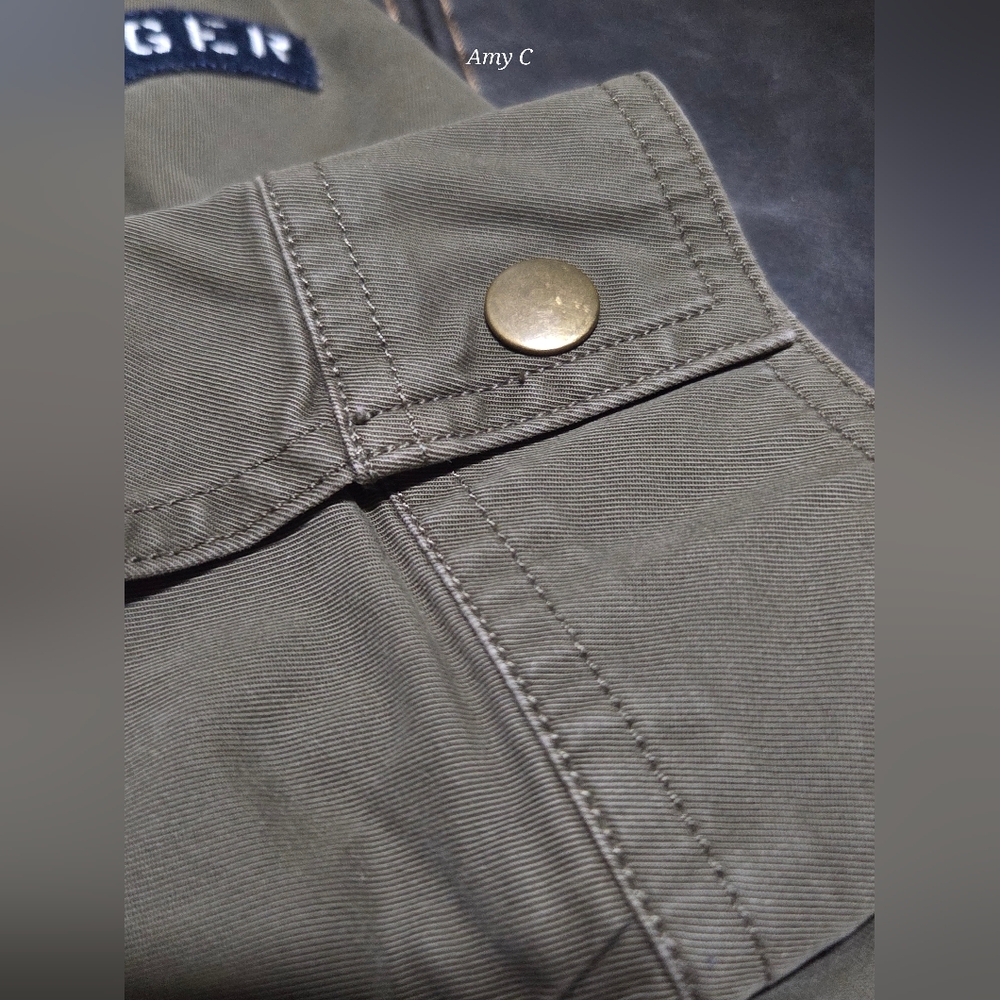 Tommy Hilfiger Army Green Utility Jacket for Women Size Large, Adjustable Waist - Picture 8 of 10